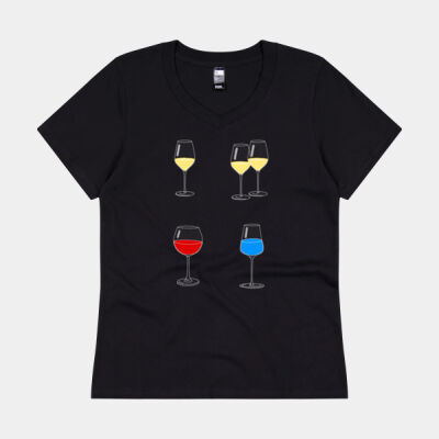 One Wine, Two Wine, Red Wine, Blue Wine Women's V-Neck Thumbnail